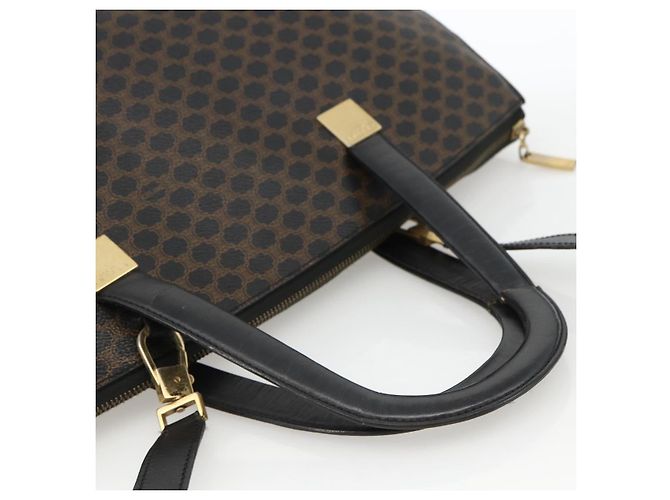 Céline Borsa a mano in tela Macadam CELINE in pelle PVC 2 in 1 nera e oro Auth ARZ366 Nero D'oro - vista 8