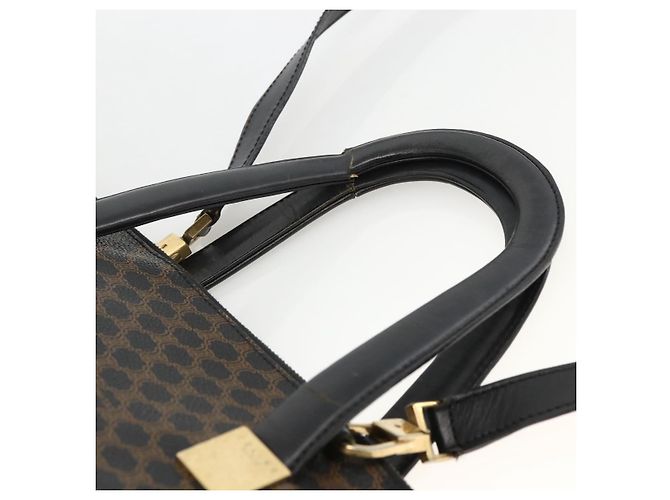 Céline Borsa a mano in tela Macadam CELINE in pelle PVC 2 in 1 nera e oro Auth ARZ366 Nero D'oro - vista 9