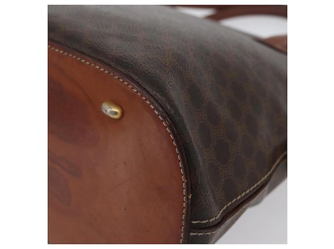Céline Borsa a mano in tela Macadam CELINE in pelle PVC marrone oro Auth fm5177 D'oro - vista 14