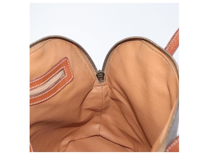 Céline Borsa a mano in tela Macadam CELINE in pelle PVC marrone oro Auth fm5177 D'oro - vista 17