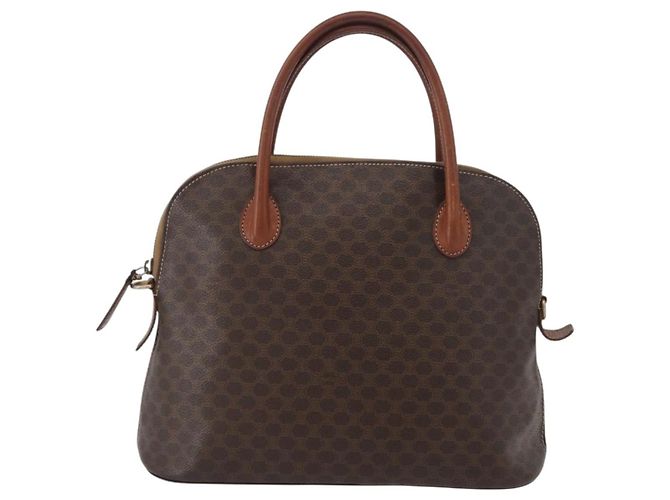 Céline Borsa a mano in tela Macadam CELINE in pelle PVC marrone oro Auth fm5177 D'oro - vista 2