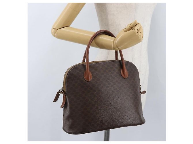 Céline Borsa a mano in tela Macadam CELINE in pelle PVC marrone oro Auth fm5177 D'oro - vista 21
