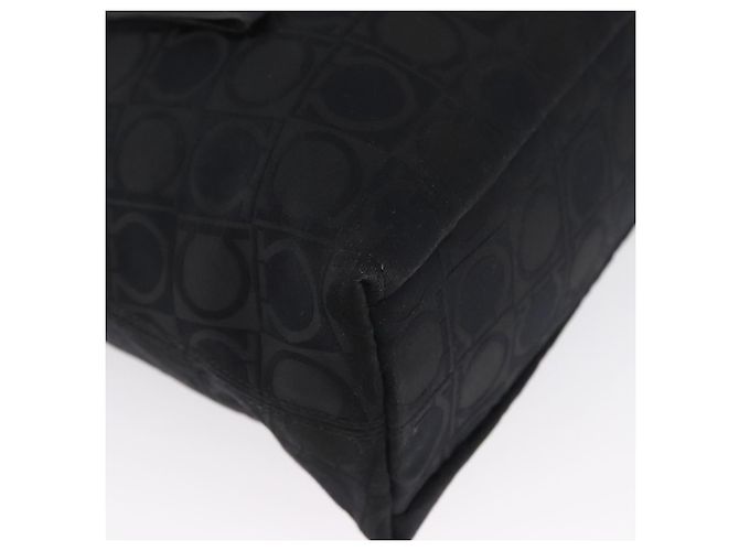 Bolso Tote Gancini de lona y cuero negro plateado Salvatore Ferragamo Auth BA11046 - vista 10