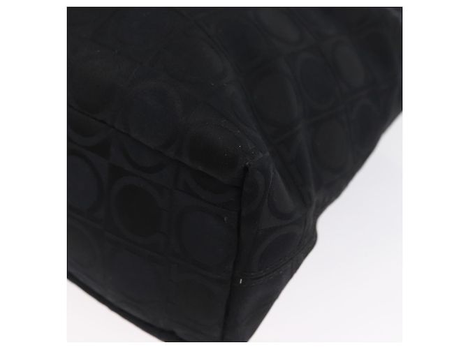 Bolso Tote Gancini de lona y cuero negro plateado Salvatore Ferragamo Auth BA11046 - vista 11