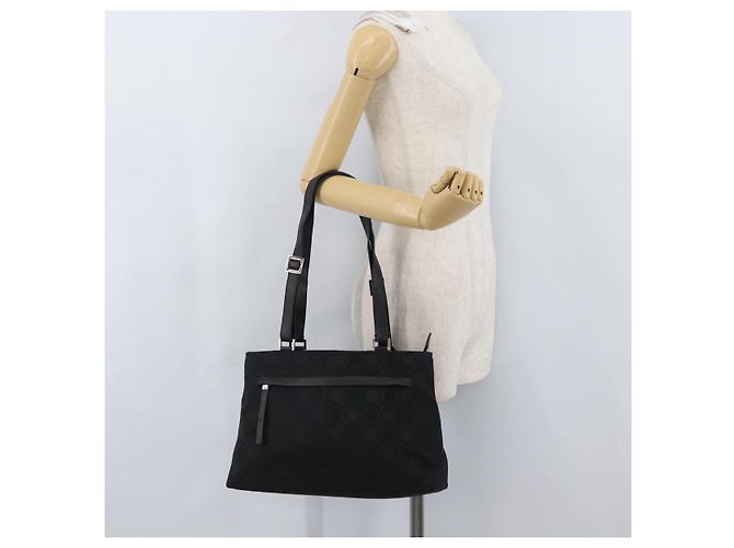 Bolso Tote Gancini de lona y cuero negro plateado Salvatore Ferragamo Auth BA11046 - vista 22