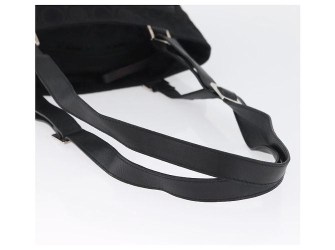 Bolso Tote Gancini de lona y cuero negro plateado Salvatore Ferragamo Auth BA11046 - vista 7