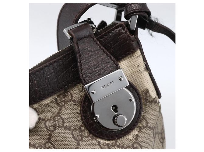 Borsa a Spalla GG Supreme in PVC Beige e Argento di GUCCI 148476 Auth ka2706 - vista 14