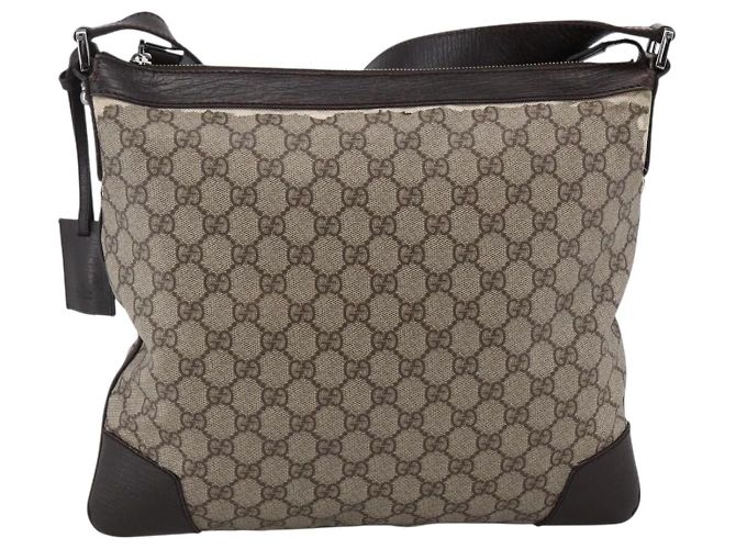 Borsa a Spalla GG Supreme in PVC Beige e Argento di GUCCI 148476 Auth ka2706 - vista 3