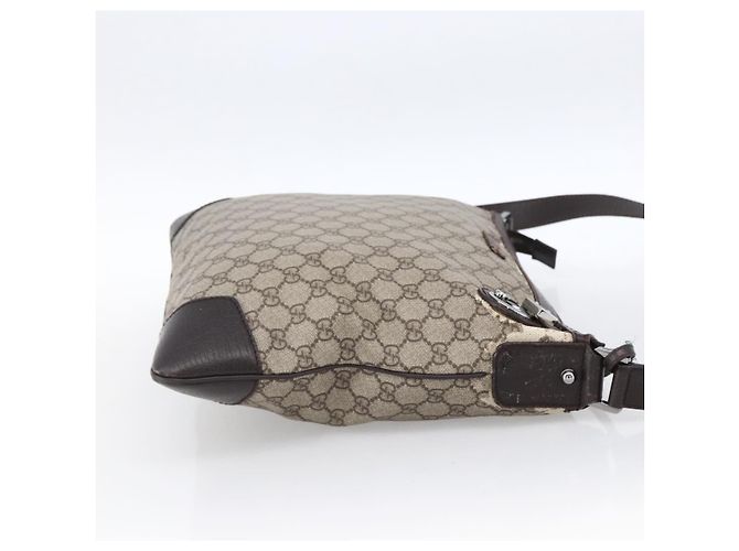 Borsa a Spalla GG Supreme in PVC Beige e Argento di GUCCI 148476 Auth ka2706 - vista 5