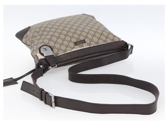 Borsa a Spalla GG Supreme in PVC Beige e Argento di GUCCI 148476 Auth ka2706 - vista 7