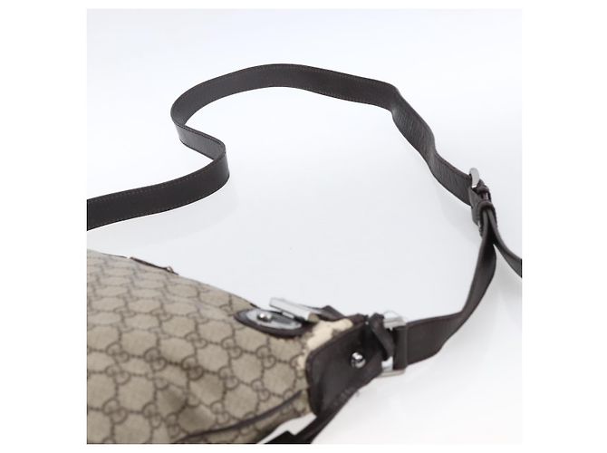 Borsa a Spalla GG Supreme in PVC Beige e Argento di GUCCI 148476 Auth ka2706 - vista 8