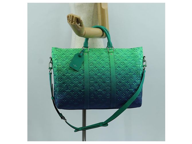 LOUIS VUITTON Borsa Tote Keepall Monogram Taurillon Illusion M59688 Auth 166969SM Verde - vista 28