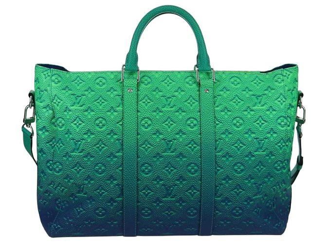 LOUIS VUITTON Borsa Tote Keepall Monogram Taurillon Illusion M59688 Auth 166969SM Verde - vista 3