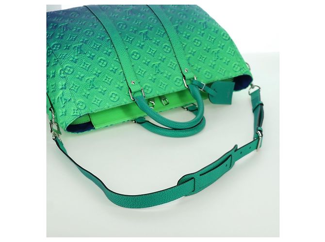LOUIS VUITTON Borsa Tote Keepall Monogram Taurillon Illusion M59688 Auth 166969SM Verde - vista 9