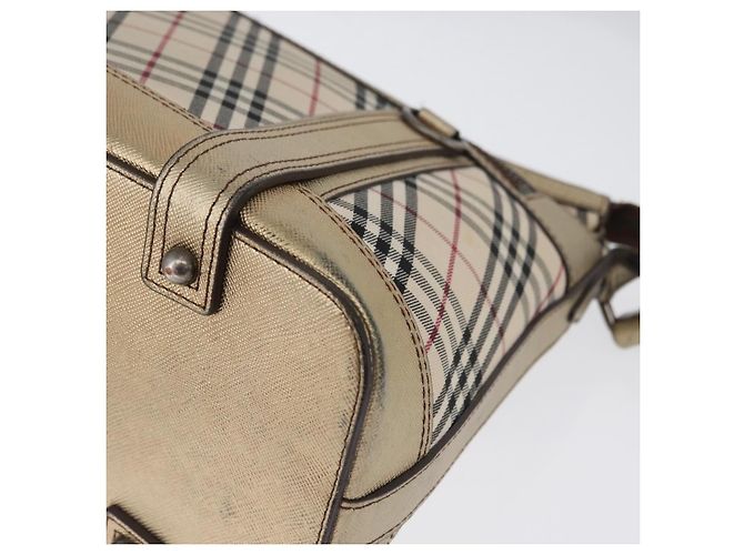Borsa a Spalla Nova Check in Tela Beige e Argento Autentica BURBERRY 172803 - vista 11