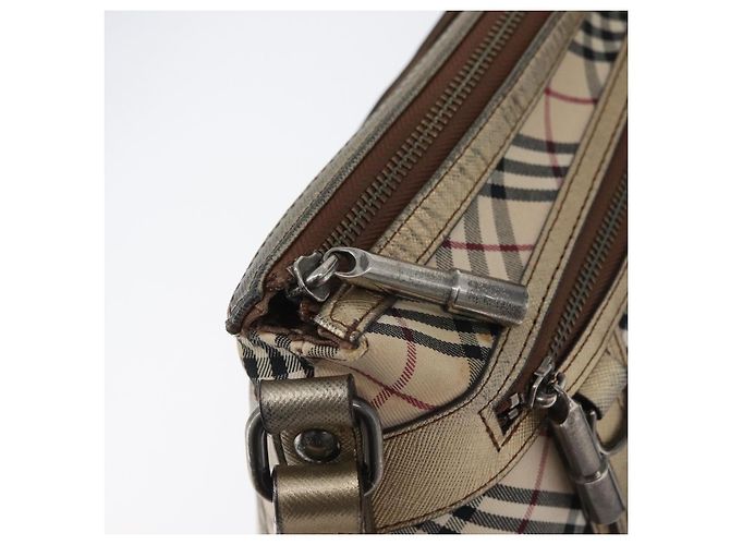 Borsa a Spalla Nova Check in Tela Beige e Argento Autentica BURBERRY 172803 - vista 14