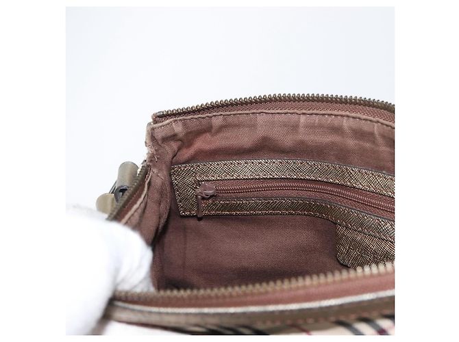 Borsa a Spalla Nova Check in Tela Beige e Argento Autentica BURBERRY 172803 - vista 20