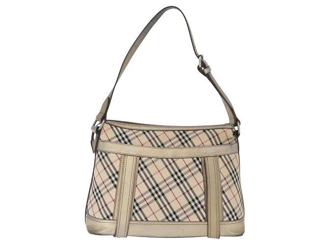 Borsa a Spalla Nova Check in Tela Beige e Argento Autentica BURBERRY 172803 - vista 3