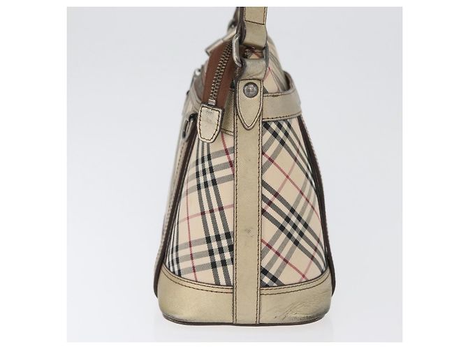 Borsa a Spalla Nova Check in Tela Beige e Argento Autentica BURBERRY 172803 - vista 4