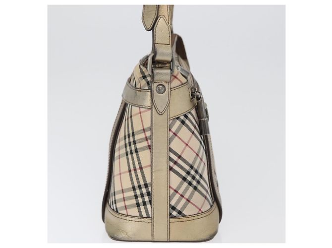Borsa a Spalla Nova Check in Tela Beige e Argento Autentica BURBERRY 172803 - vista 5