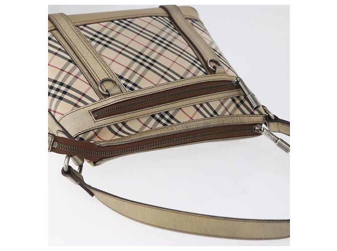 Borsa a Spalla Nova Check in Tela Beige e Argento Autentica BURBERRY 172803 - vista 6