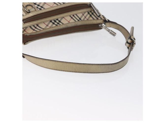 Borsa a Spalla Nova Check in Tela Beige e Argento Autentica BURBERRY 172803 - vista 7