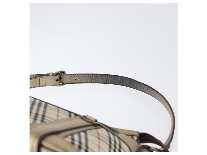 Borsa a Spalla Nova Check in Tela Beige e Argento Autentica BURBERRY 172803 - vista 8