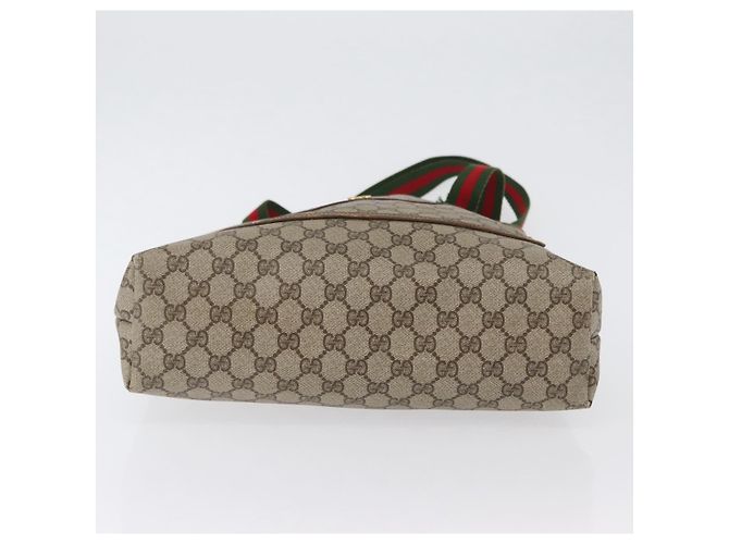 Borsa tote Gucci GG Supreme Web Sherry Line in PVC beige e oro 39 02 003 Auth fm5189 - vista 10