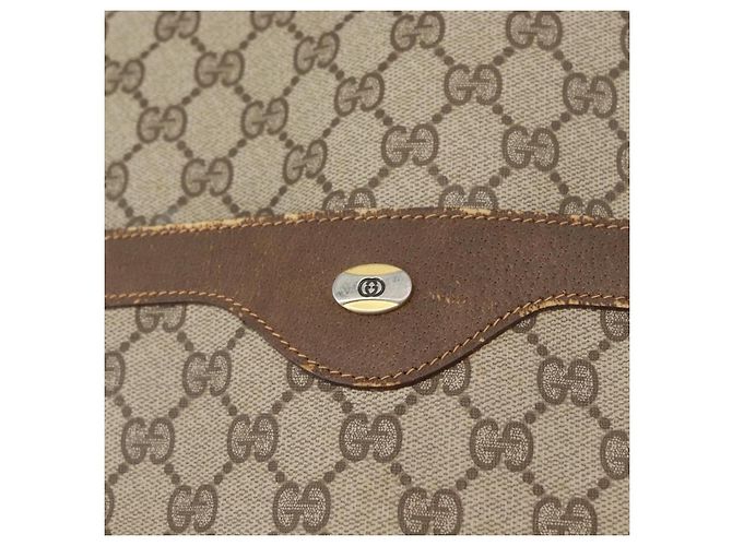 Borsa tote Gucci GG Supreme Web Sherry Line in PVC beige e oro 39 02 003 Auth fm5189 - vista 15