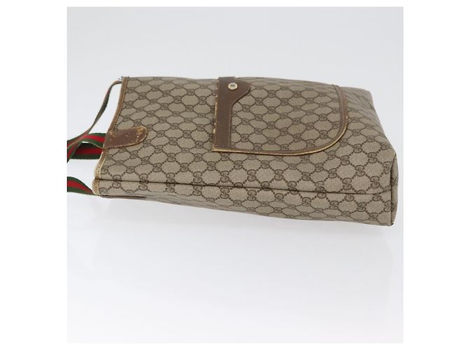 Borsa tote Gucci GG Supreme Web Sherry Line in PVC beige e oro 39 02 003 Auth fm5189 - vista 5