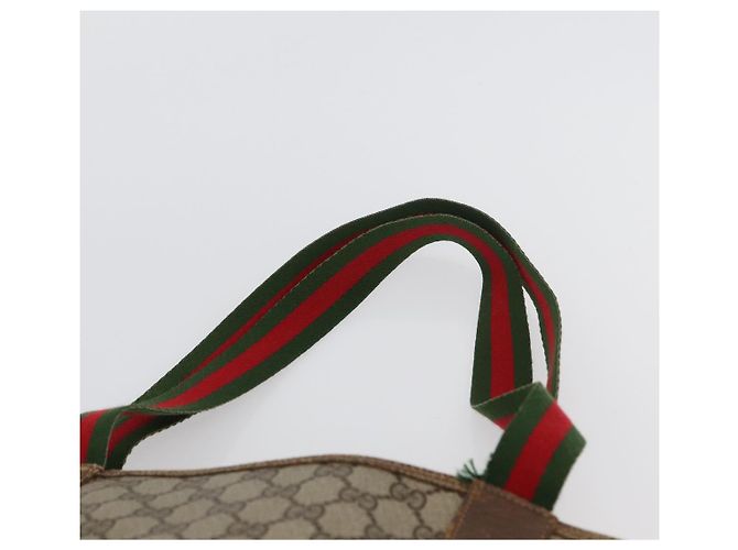 Borsa tote Gucci GG Supreme Web Sherry Line in PVC beige e oro 39 02 003 Auth fm5189 - vista 9