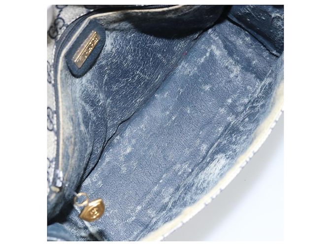 Gucci Borsa a Spalla GG Supreme PVC Navy Gold 001 116 0847 Auth ARZ232 D'oro Blu navy - vista 17