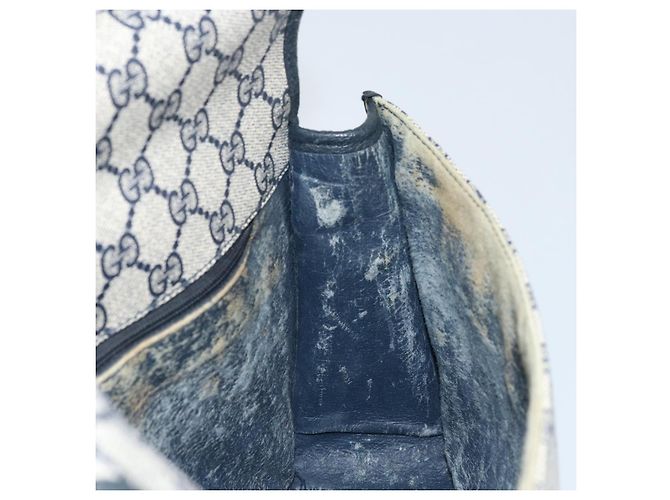 Gucci Borsa a Spalla GG Supreme PVC Navy Gold 001 116 0847 Auth ARZ232 D'oro Blu navy - vista 18
