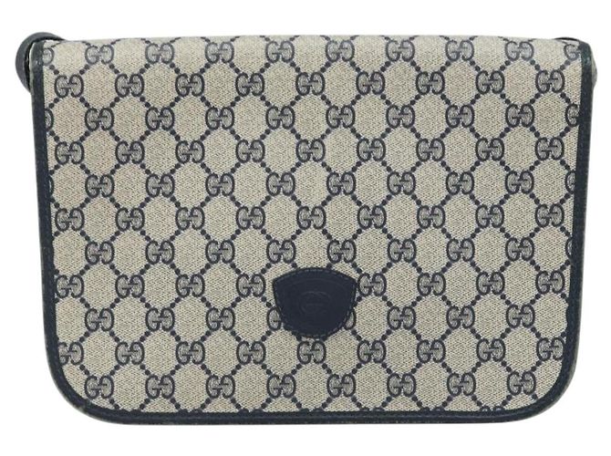 Gucci Borsa a Spalla GG Supreme PVC Navy Gold 001 116 0847 Auth ARZ232 D'oro Blu navy - vista 2