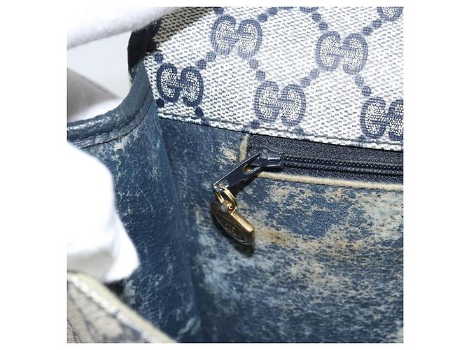 Gucci Borsa a Spalla GG Supreme PVC Navy Gold 001 116 0847 Auth ARZ232 D'oro Blu navy - vista 20