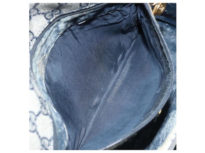 Gucci Borsa a Spalla GG Supreme PVC Navy Gold 001 116 0847 Auth ARZ232 D'oro Blu navy - vista 21