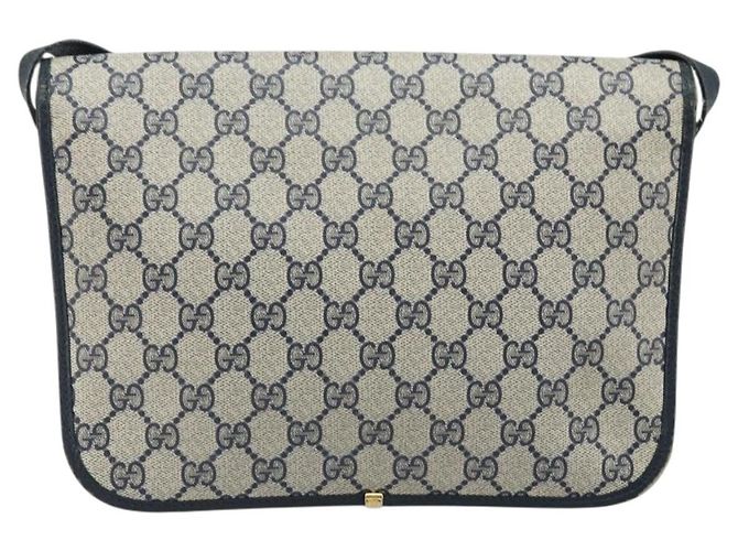 Gucci Borsa a Spalla GG Supreme PVC Navy Gold 001 116 0847 Auth ARZ232 D'oro Blu navy - vista 3