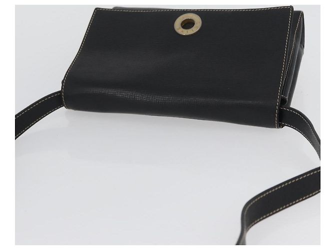 Sac à épaule CÉLINE Circle en cuir noir et or Auth fm5181 Doré - vue 6