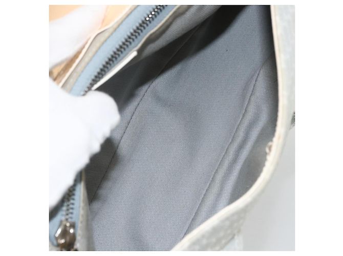 Céline CELINE C Macadam Canvas Schultertasche Hellblau Silber Auth LNZ508V - Ansicht 16