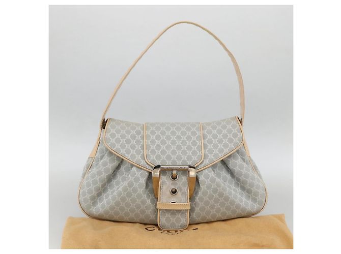 Céline CELINE C Macadam Canvas Schultertasche Hellblau Silber Auth LNZ508V - Ansicht 23