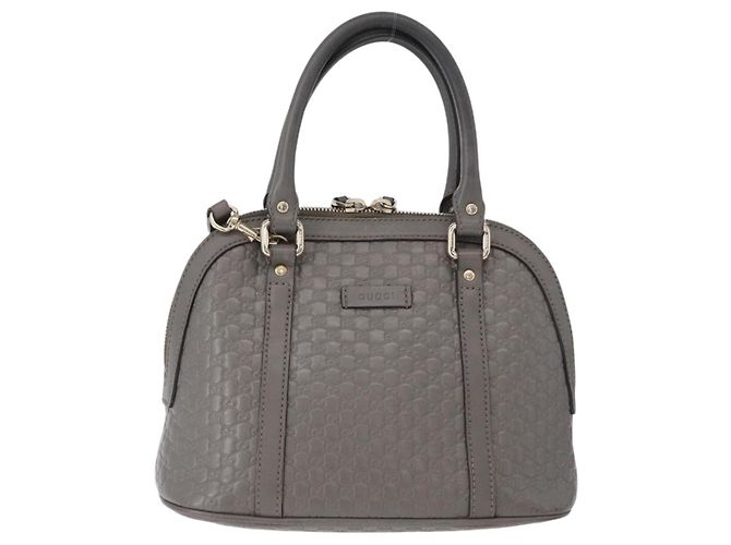 GUCCI Micro GG Canvas Guccissima Tasche Leder 2-Wege Grau Gold 449654 Auth mr2015 - Ansicht 2