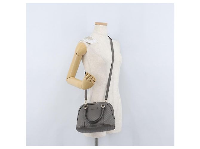 GUCCI Micro GG Canvas Guccissima Tasche Leder 2-Wege Grau Gold 449654 Auth mr2015 - Ansicht 24