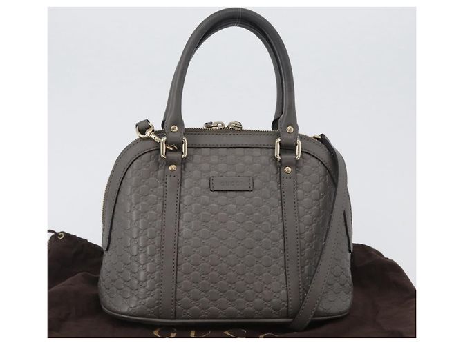 GUCCI Micro GG Canvas Guccissima Tasche Leder 2-Wege Grau Gold 449654 Auth mr2015 - Ansicht 25