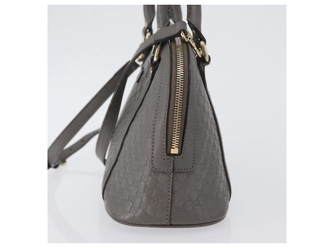 GUCCI Micro GG Canvas Guccissima Tasche Leder 2-Wege Grau Gold 449654 Auth mr2015 - Ansicht 4