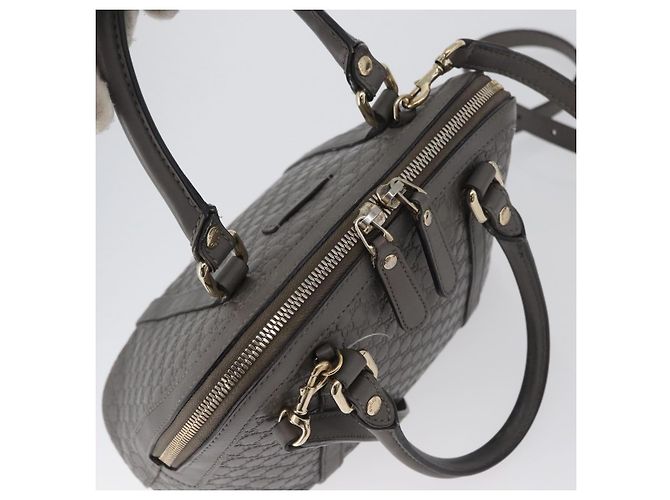 GUCCI Micro GG Canvas Guccissima Tasche Leder 2-Wege Grau Gold 449654 Auth mr2015 - Ansicht 6