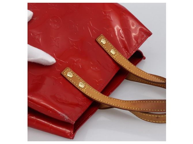 LOUIS VUITTON Monogram Vernis Reade PM Borsa a Mano Rossa M91088 LV Auth LNZ010 Rosso - vista 6