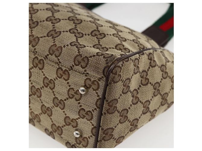 GUCCI GG Canvas Web Sherry Line Tote Bag Beige Rot Grün 145810 Auth gh1862 - Ansicht 12