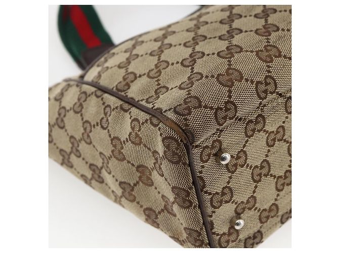 GUCCI GG Canvas Web Sherry Line Tote Bag Beige Rot Grün 145810 Auth gh1862 - Ansicht 13