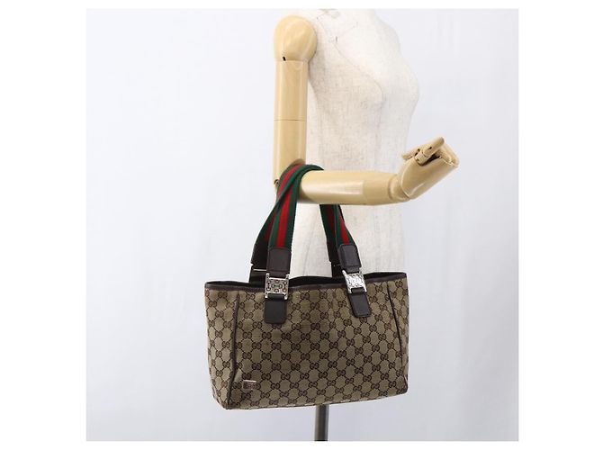 GUCCI GG Canvas Web Sherry Line Tote Bag Beige Rot Grün 145810 Auth gh1862 - Ansicht 23