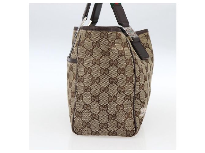 GUCCI GG Canvas Web Sherry Line Tote Bag Beige Rot Grün 145810 Auth gh1862 - Ansicht 4